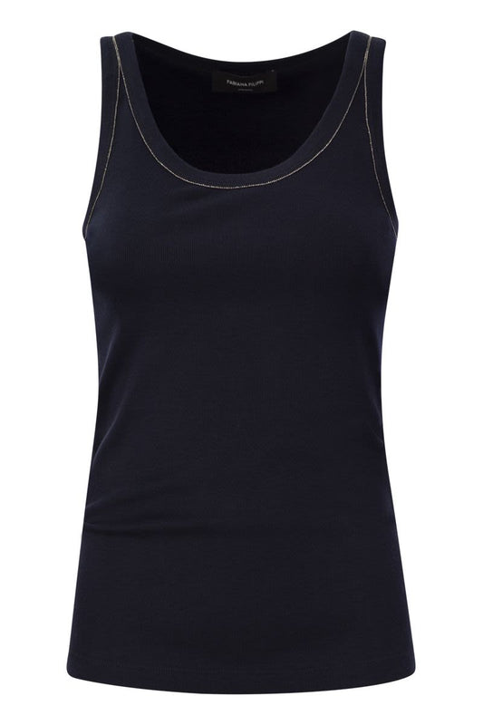 Ribbed jersey tank top - VOGUERINI