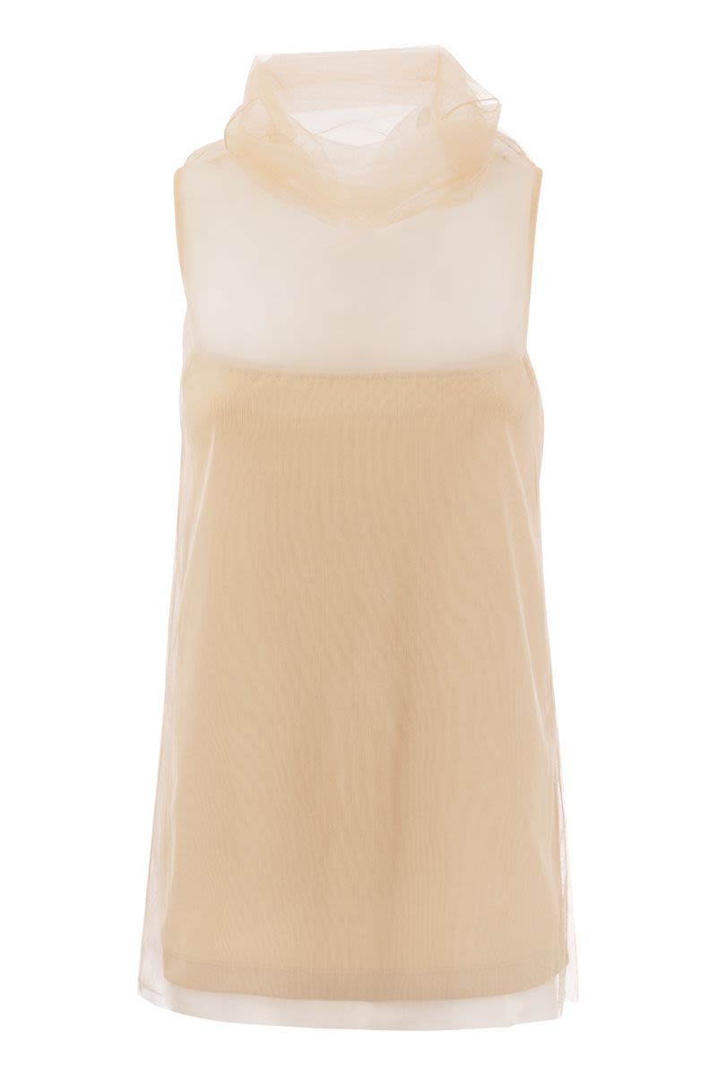 Jersey top with tulle - VOGUERINI