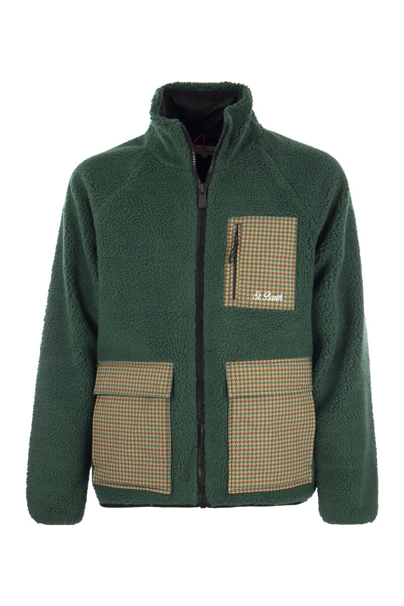 Sherpa jacket with plaid patch pockets - VOGUERINI
