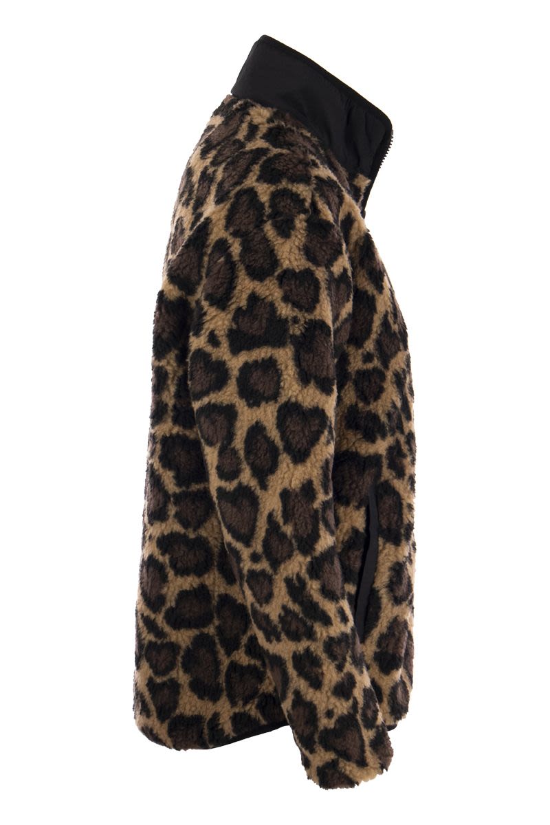 Sherpa jacket with leopard print pattern - VOGUERINI