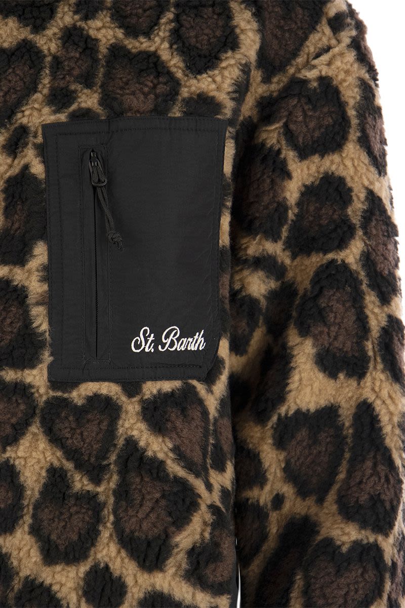 Sherpa jacket with leopard print pattern - VOGUERINI