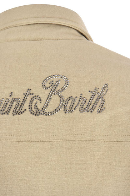 Shirt-cut jacket with rhinestone print by St. Barth - VOGUERINI