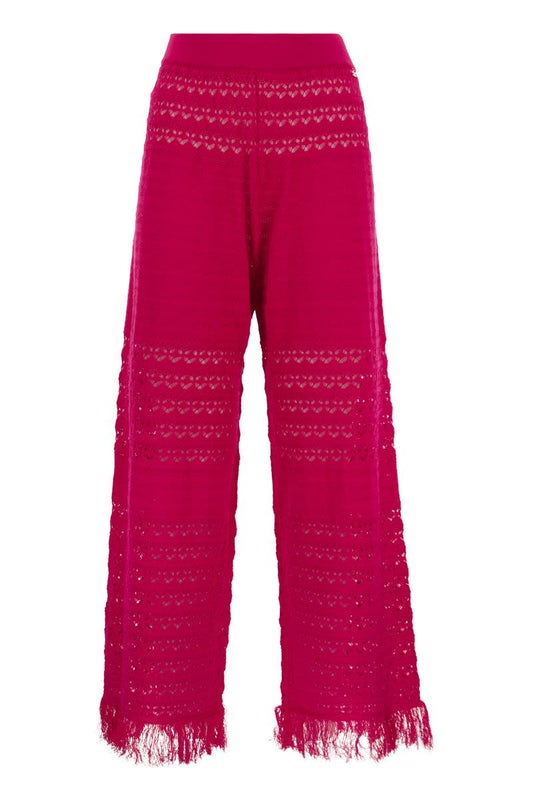 Lace stitch palazzo trousers - VOGUERINI