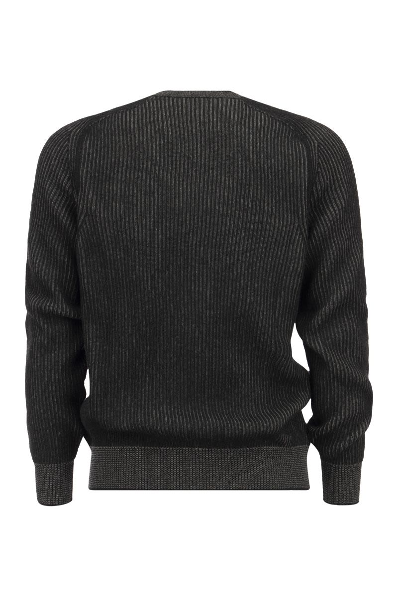 DINGHY - Ribbed Cashmere Reversible Crew Neck Sweater - VOGUERINI