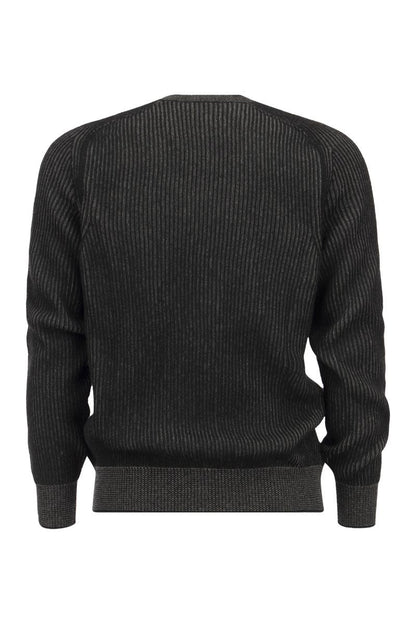 DINGHY - Ribbed Cashmere Reversible Crew Neck Sweater - VOGUERINI