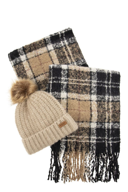 Saltburn tartan cap and scarf set - VOGUERINI