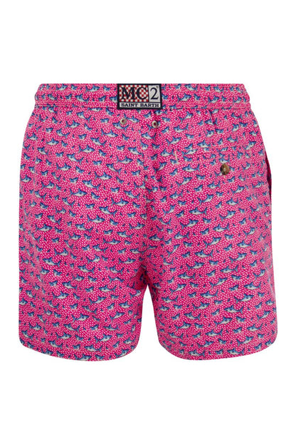 Lightweight fabric swim boxer shorts with print - VOGUERINI