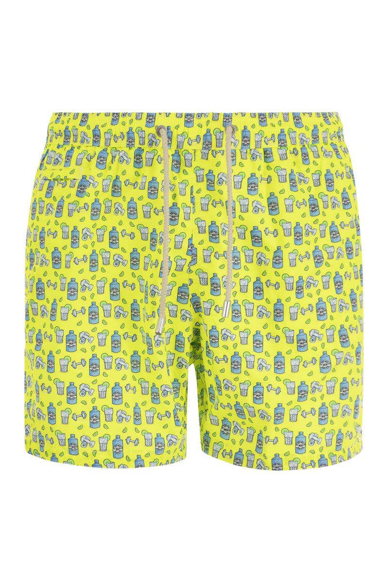 Lightweight fabric swim boxer shorts with print - VOGUERINI