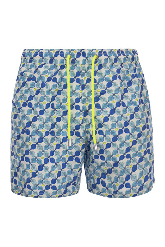 Lightweight fabric swim boxer shorts with print - VOGUERINI