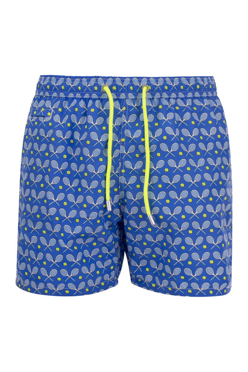 Lightweight fabric swim boxer shorts with print - VOGUERINI