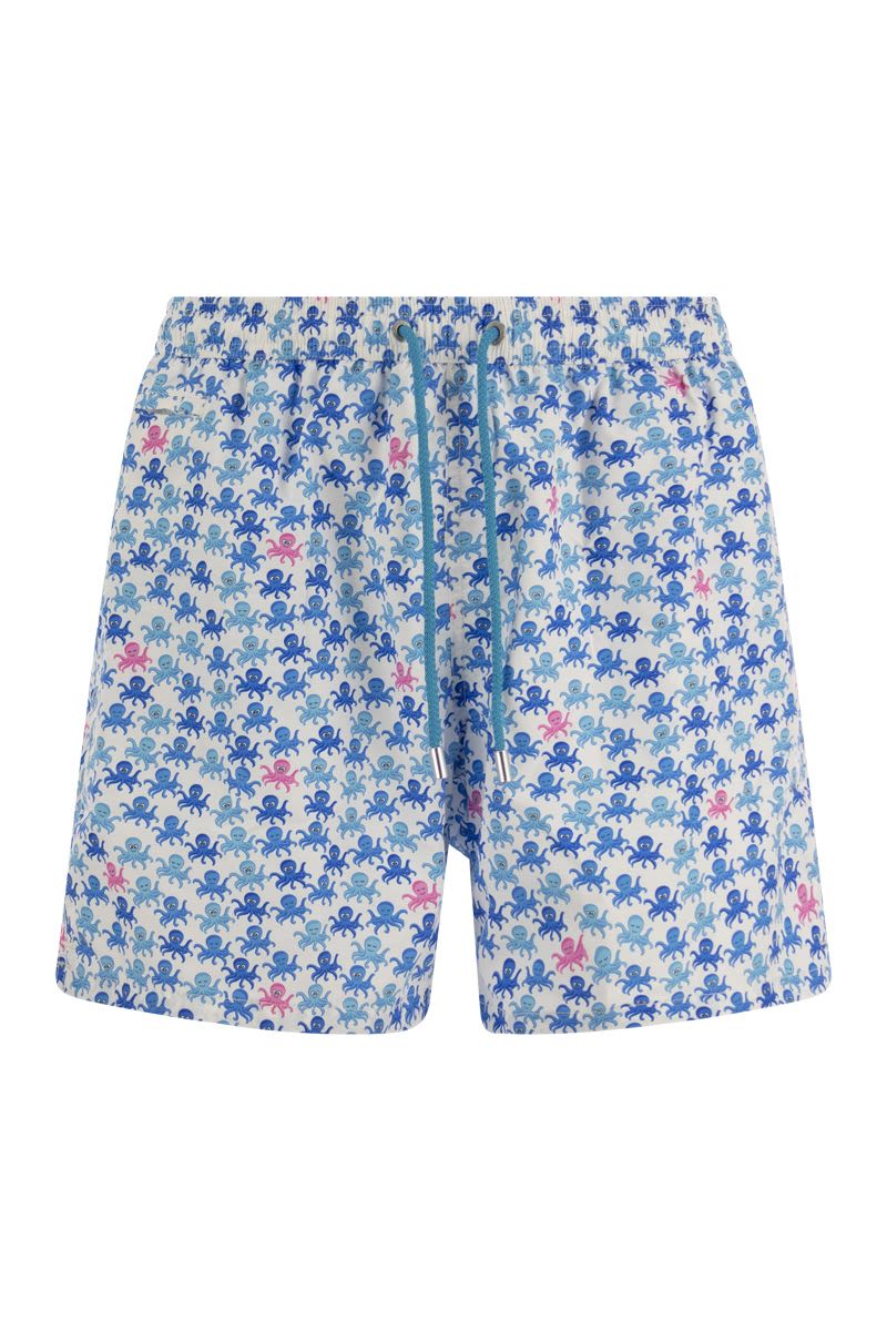 Lightweight fabric swim boxer shorts with print - VOGUERINI