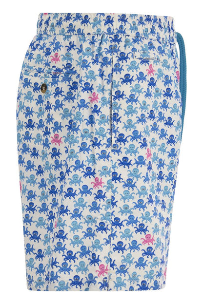 Lightweight fabric swim boxer shorts with print - VOGUERINI