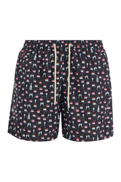 Lightweight fabric swim boxer shorts with print - VOGUERINI