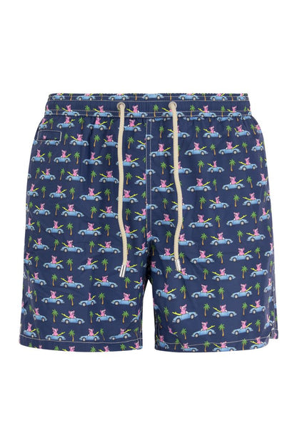 Lightweight fabric swim boxer shorts with print - VOGUERINI