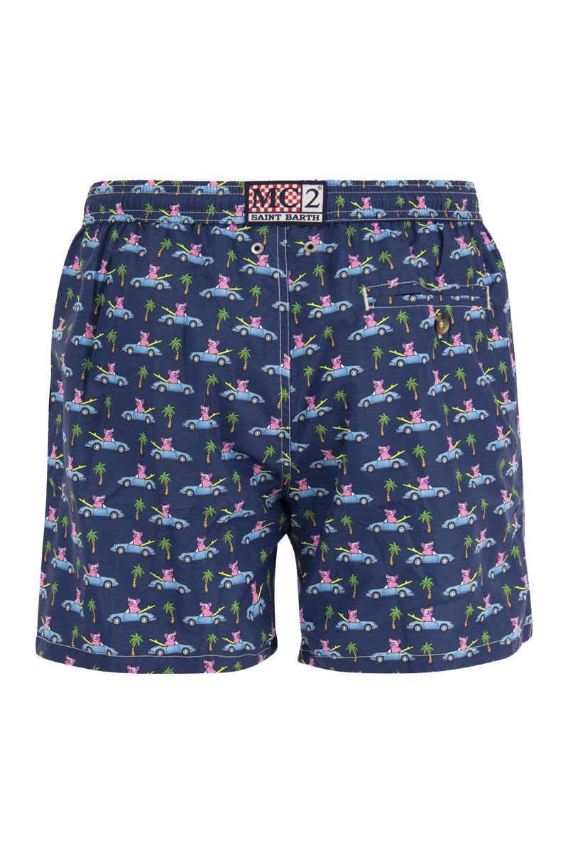 Lightweight fabric swim boxer shorts with print - VOGUERINI