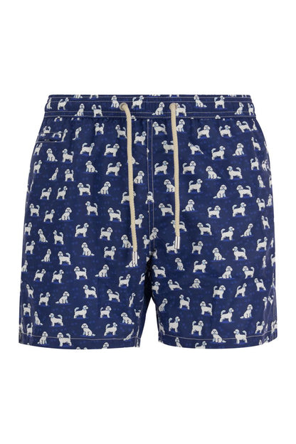 Lightweight fabric swim boxer shorts with print - VOGUERINI