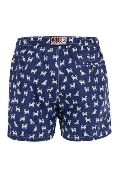 Lightweight fabric swim boxer shorts with print - VOGUERINI