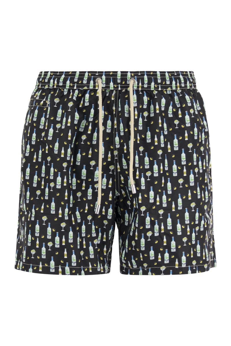 Lightweight fabric swim boxer shorts with print - VOGUERINI