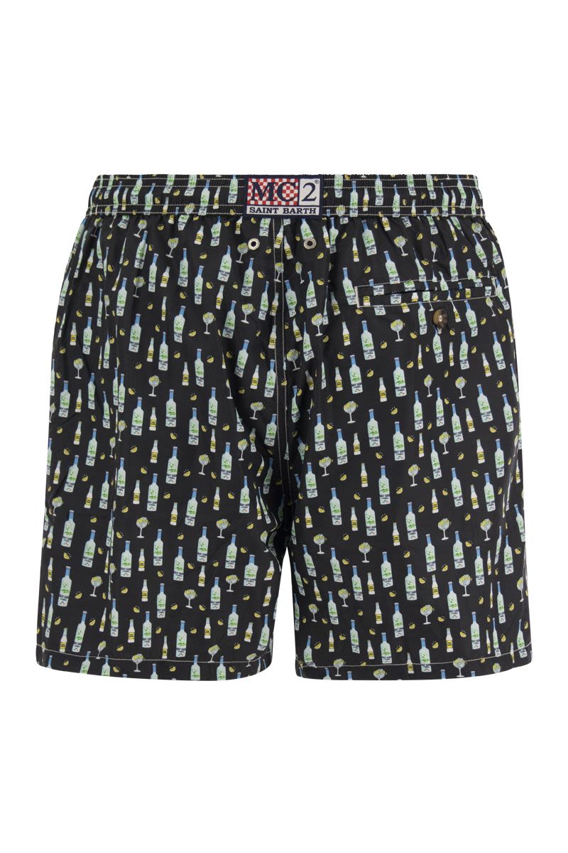 Lightweight fabric swim boxer shorts with print - VOGUERINI