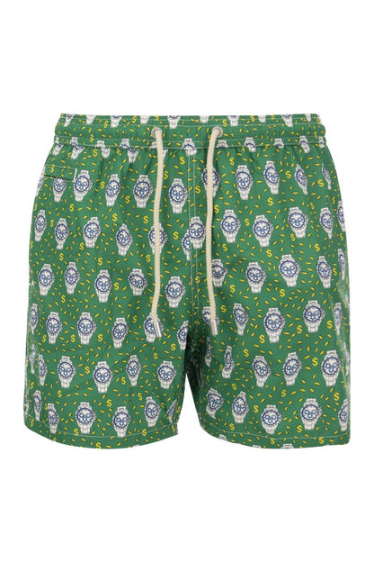 Lightweight fabric swim boxer shorts with print - VOGUERINI