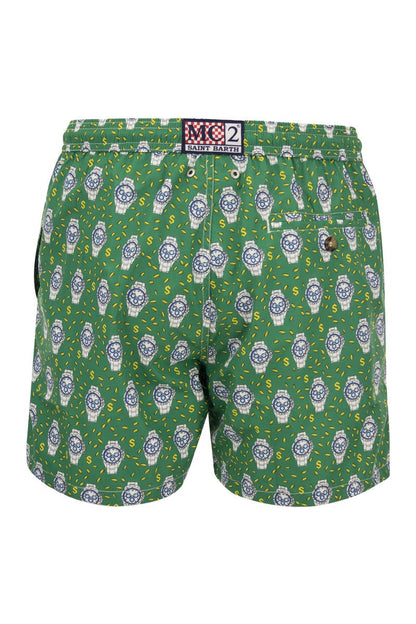 Lightweight fabric swim boxer shorts with print - VOGUERINI