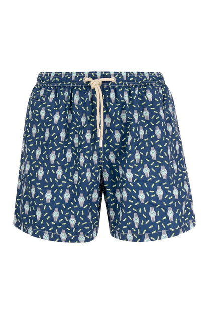 Lightweight fabric swim boxer shorts with print - VOGUERINI