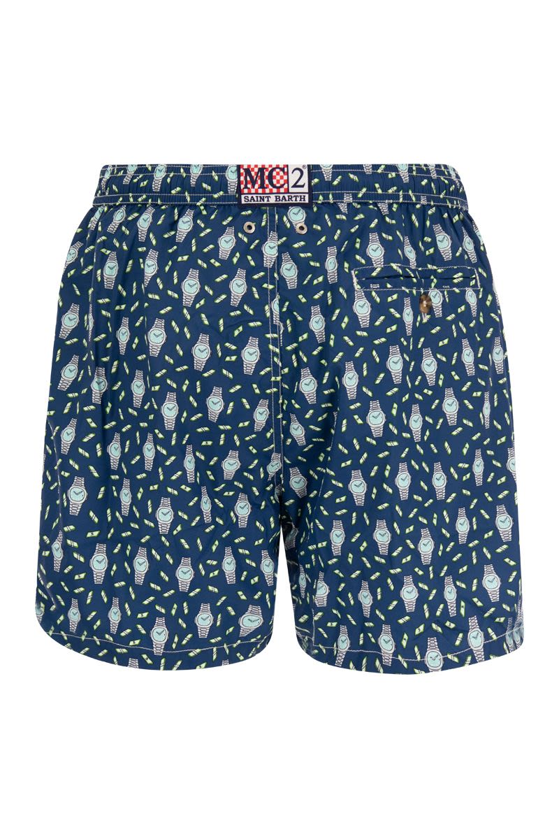 Lightweight fabric swim boxer shorts with print - VOGUERINI