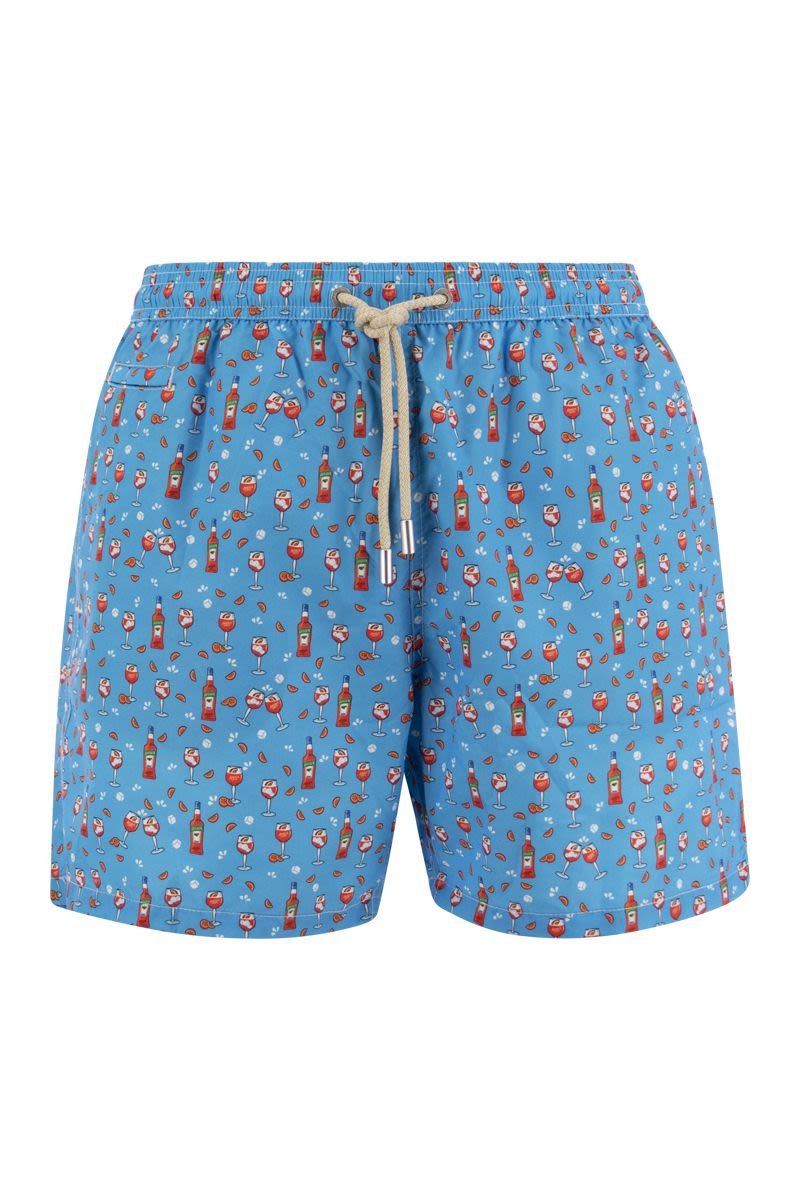 Lightweight fabric swim boxer shorts with print - VOGUERINI