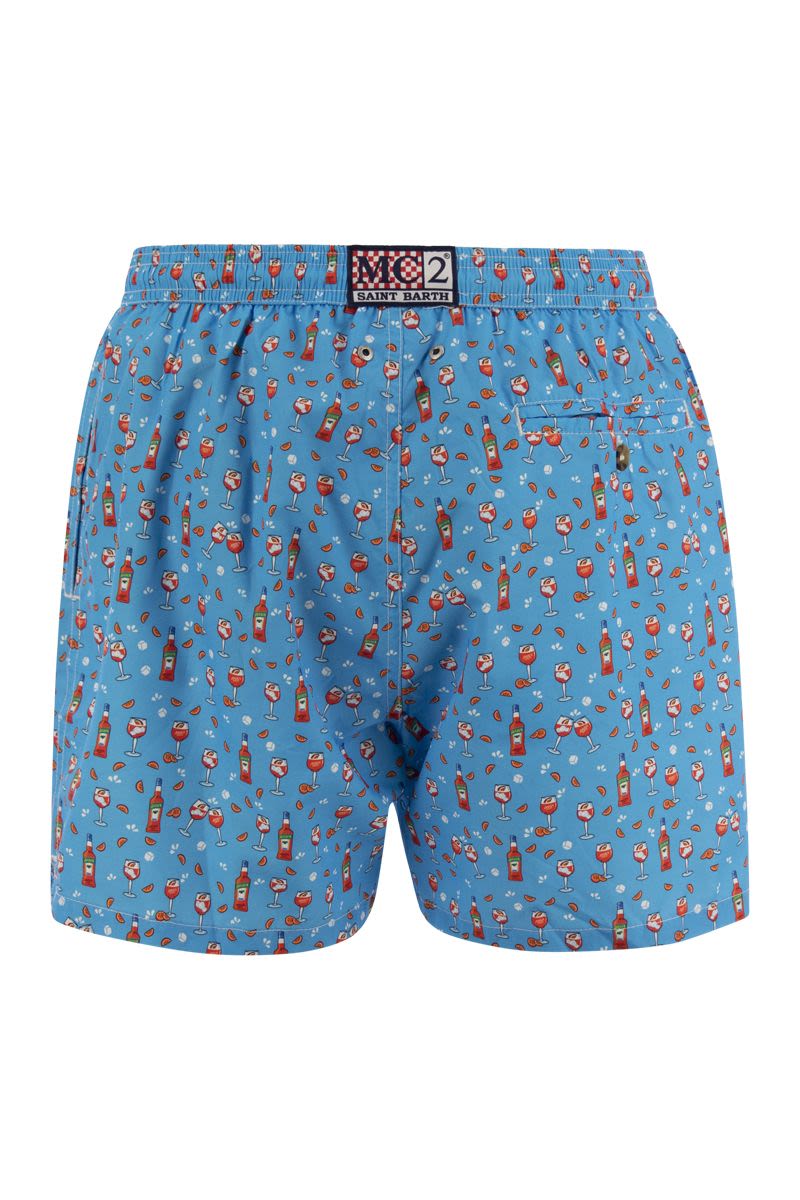 Lightweight fabric swim boxer shorts with print - VOGUERINI