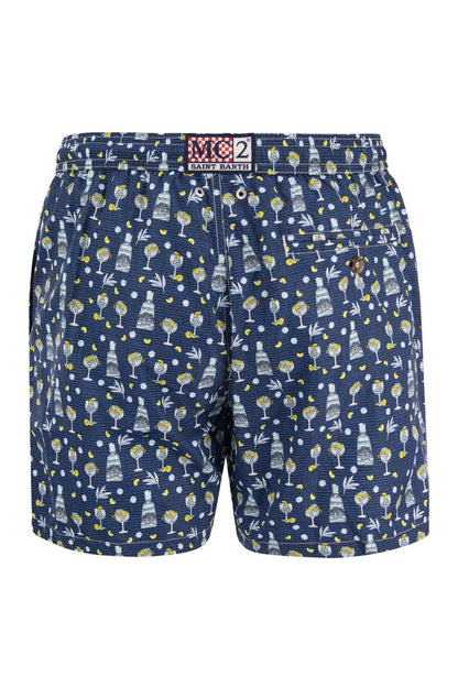 Lightweight fabric swim boxer shorts with print - VOGUERINI