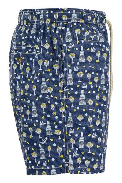 Lightweight fabric swim boxer shorts with print - VOGUERINI