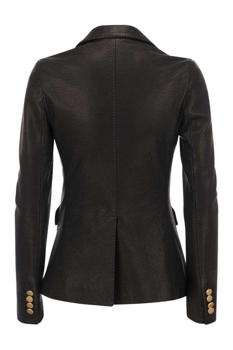 LIZZIE- Double-breasted leather blazer - VOGUERINI