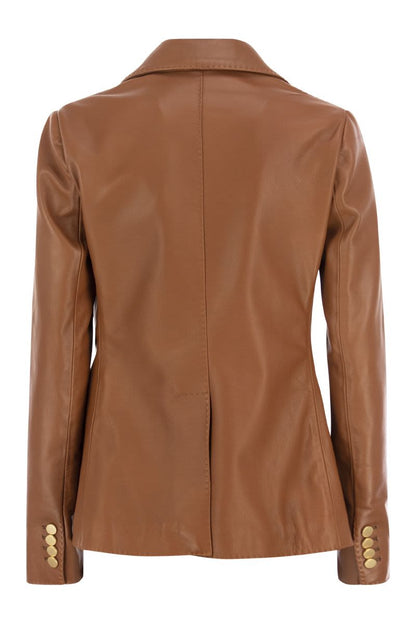 LIZZIE- Double-breasted leather blazer - VOGUERINI