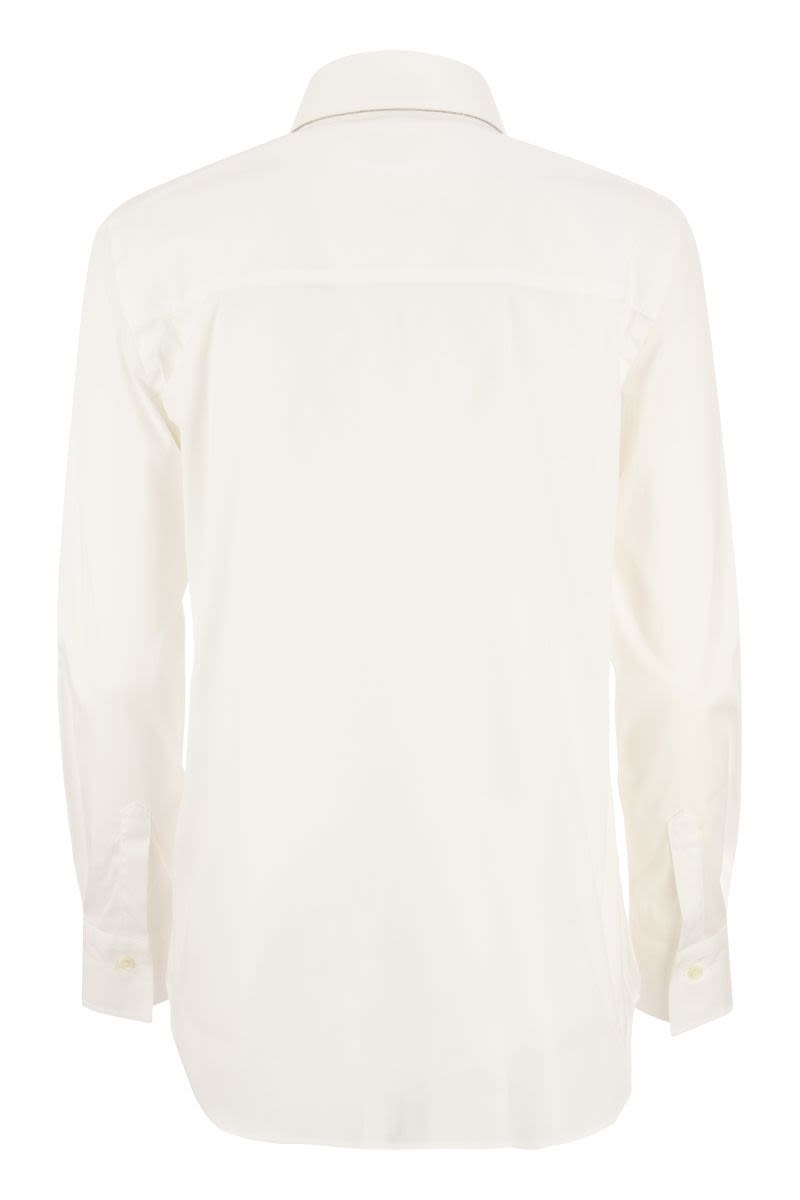 Stretch cotton poplin shirt with 'Shiny Collar Trim' - VOGUERINI