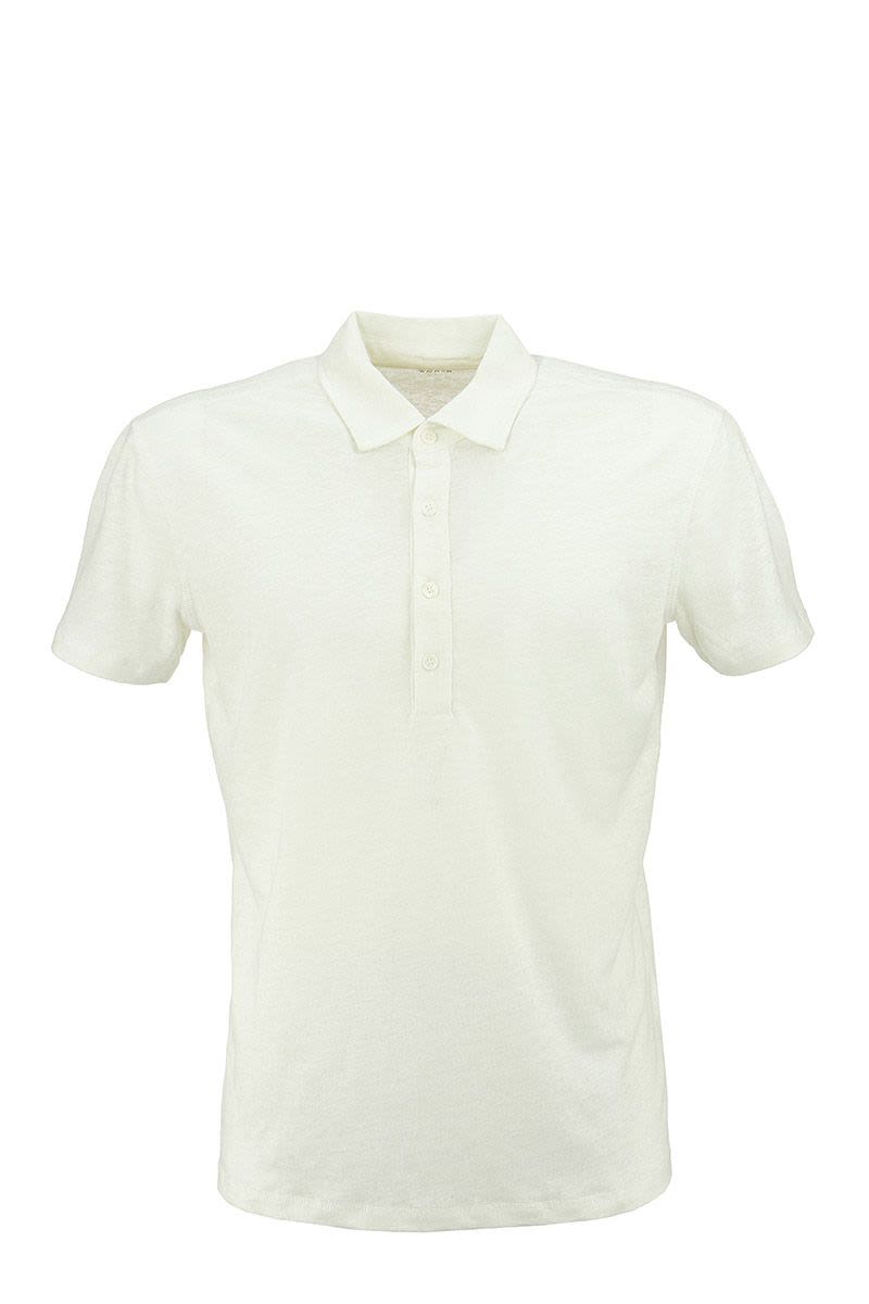 Linen polo shirt with short sleeves - VOGUERINI