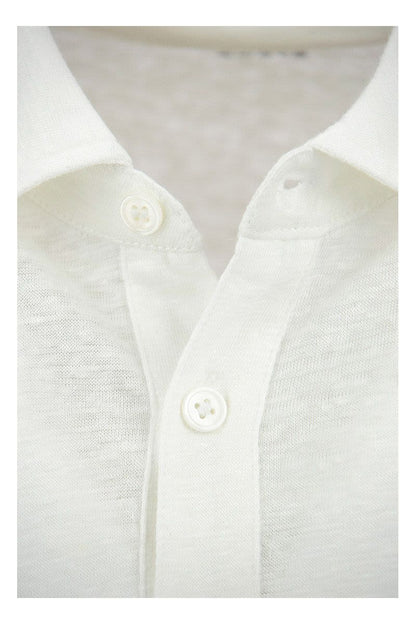 Linen polo shirt with short sleeves - VOGUERINI