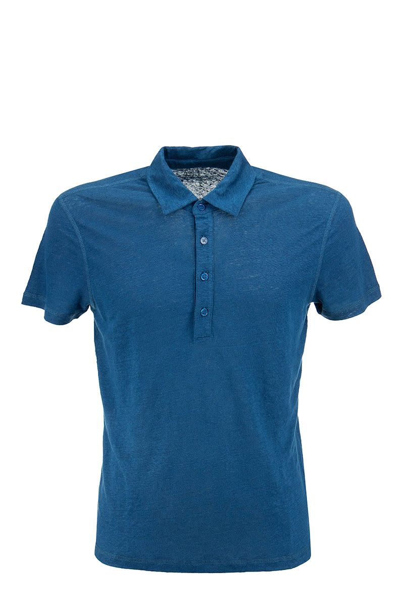 Linen polo shirt with short sleeves - VOGUERINI