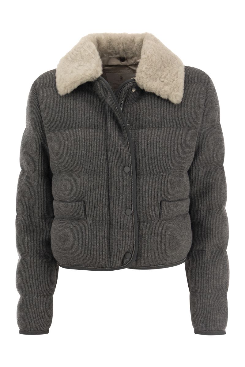 Outerwear in virgin wool with sheepskin collar - VOGUERINI