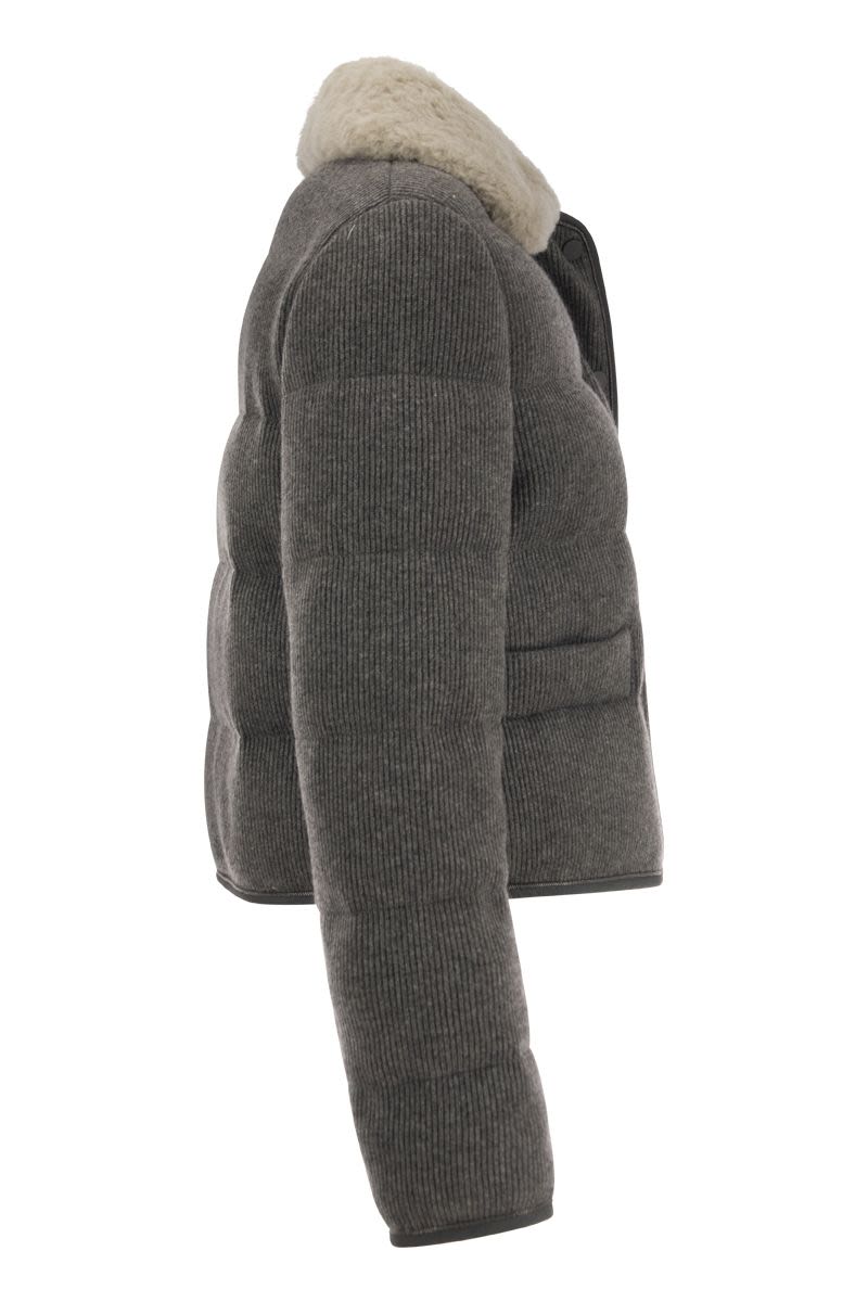 Outerwear in virgin wool with sheepskin collar - VOGUERINI