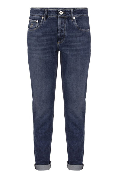 Five-pocket slim fit trousers in comfort denim - VOGUERINI