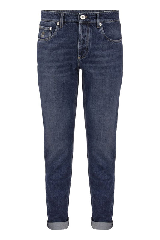 Five-pocket slim fit trousers in comfort denim - VOGUERINI