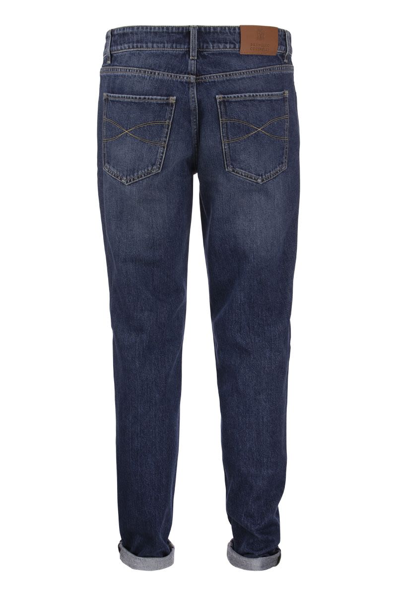 Five-pocket slim fit trousers in comfort denim - VOGUERINI