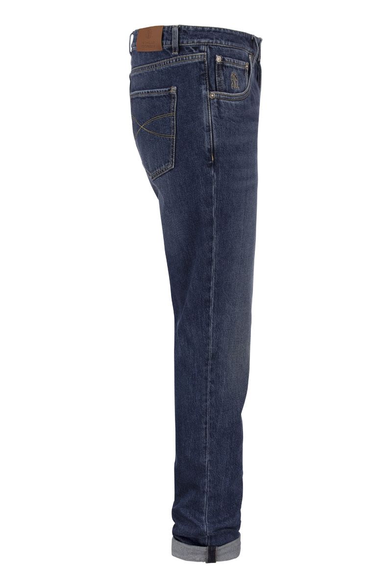 Five-pocket slim fit trousers in comfort denim - VOGUERINI