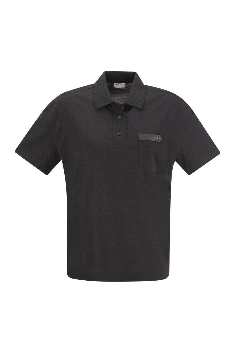 Lightweight cotton jersey polo shirt with Precious Button Tab - VOGUERINI