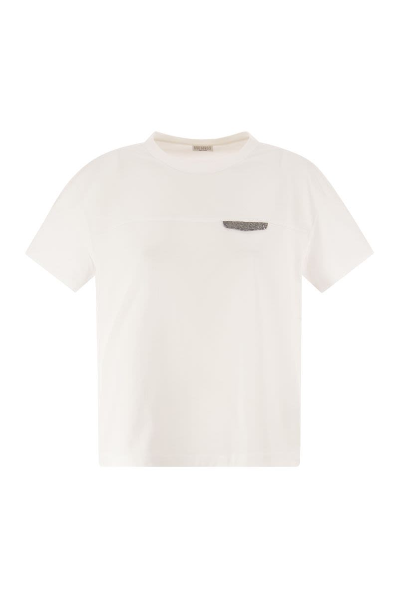 Lightweight cotton jersey T-shirt with shiny detailing - VOGUERINI
