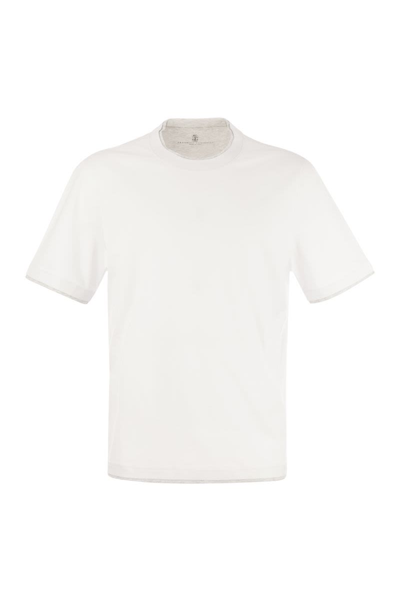 Slim fit crew-neck T-shirt in lightweight cotton jersey - VOGUERINI