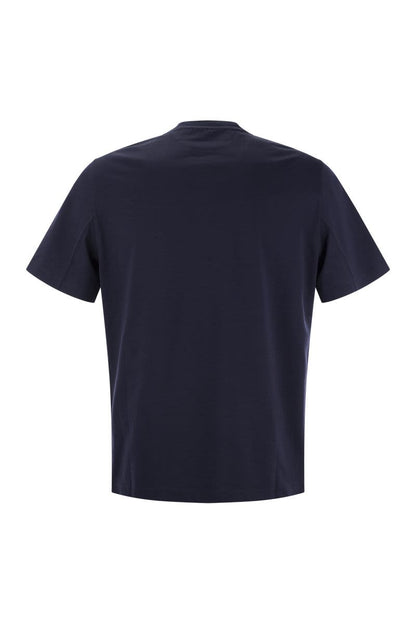 Slim fit crew-neck T-shirt in cotton jersey with logo - VOGUERINI