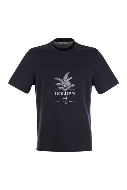 Crew-neck basic fit cotton jersey T-shirt with print - VOGUERINI