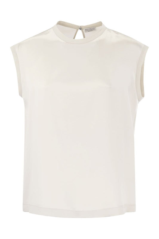 Silk t-shirt with monili details - VOGUERINI