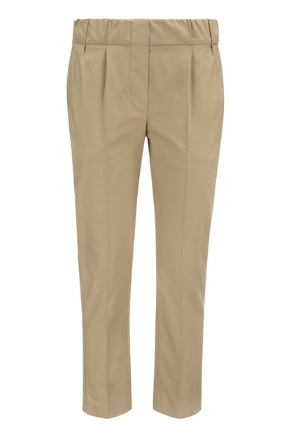 Tailored Stretch Twill Cotton Jogger Trousers - VOGUERINI